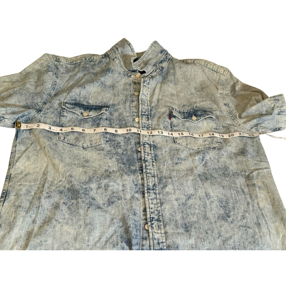 Levi's XL Light Wash Chambray Denim Shirt Men's Short Sleeve Button Up Western - Picture 5 of 5